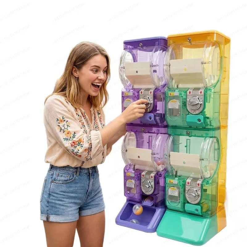 Arcade Vending & Laundry Revenue - Прозрачный белый двухуровневый гашапон-автомат, монетоприемный диспенсер